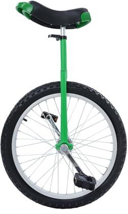 Bdneygtyr Monocycle vert de 20 pour adultes et adolescents, Unicycle robuste avec absorption des chocs et siège à une roue réglable en hauteur pour l'entraînement d'équilibre et les loisirs