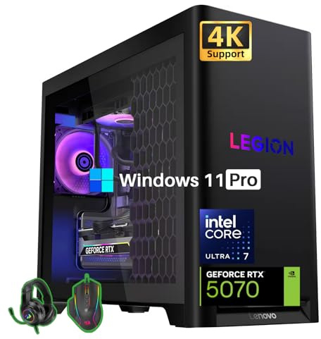 Lenovo Legion Tower 5i Gen 10 Gaming Desktop PC, Intel Core Ultra 7 265F, NVIDIA GeForce RTX 5070 16GB GDDR7, 32 GB DDR5 5600MHz, 2 TB SSD, Windows 11 Pro, 3 Months of PC GamePass, Accessories