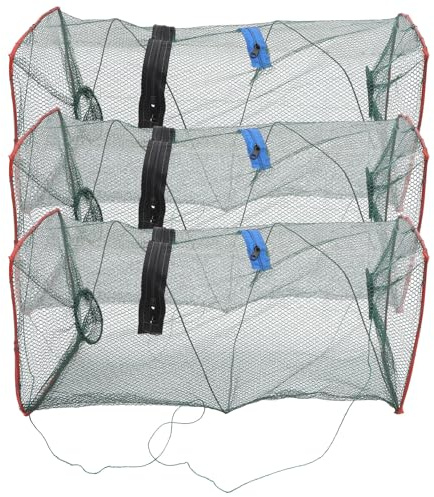 ADOCARN Trampa de Pesca Plegable 3 Piezas para Cangrejos Azules y Camarones Red de Pesca Compacta 50x20x20 Cm Red Durable al Aire Libre y Captura de Pececillos Color Color Aleatorio