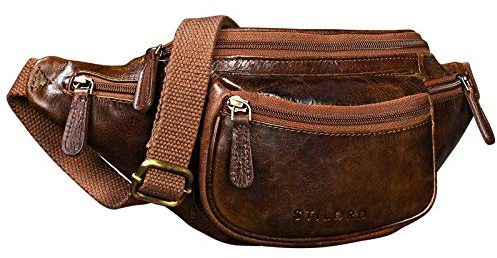 STILORD 'Eliah' Riñonera o Bolsa de Cuero Vintage Bolso de Cintura Cadera o cinturón para Hombre y Mujer para Deportes Running Fiestas Ocio o Aire Libre Color:marrón - Antico