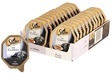 Sheba Paté Classics, Cibo per Gatto con Vitello e Pollo, 22 Vaschette da 85 g, Totale 1870 g