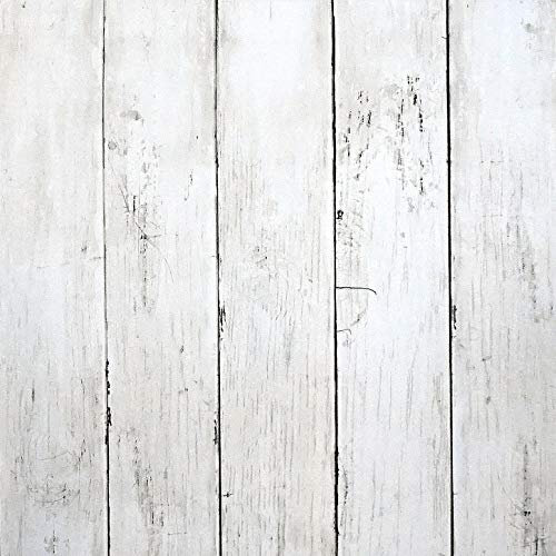 CiCiwind White Wood Wallpaper Peel and Stick Wallpaper 44x200cm White Plank Contact Paper Wood Effect Vinyl Wrap Waterproof Sticky Back Plastic Wall Table Cabinet Worktop Vinyl Covering