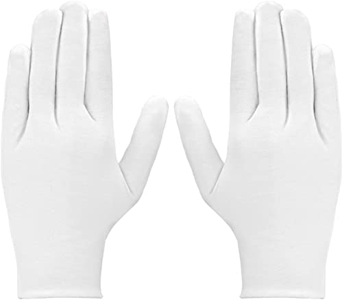 LUTER 3 Paia Guanti Di Cotone Bianco Donna Uomo Guanti in Tessuto per Eczema, Mani Secche, Idratazione, Pulizia Costumi Argento per Gioielli Moneta
