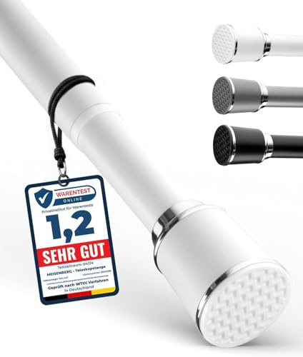 MEISENBERG Bastone Tenda a Pressione 87-120cm, Bianco, Ø 25 mm, Aste per Tende Senza Forare per Tendaggi, Doccia, Aperture Delle Porte e Armadio