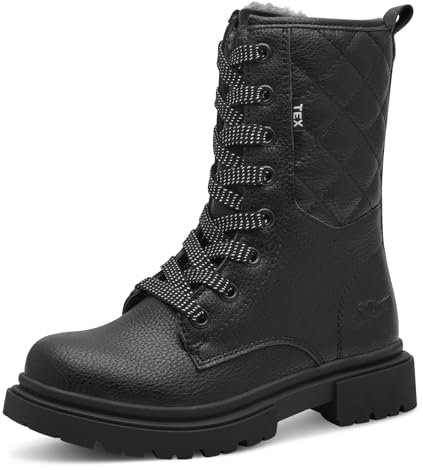 s.Oliver Mädchen Winterstiefeletten zum Schnüren Gefüttert Wasserabweisend, Schwarz (Black), 39 EU