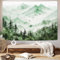 Uspring Tapisserie forêt brumeuse - Tapisserie murale de montagne - Paysage naturel - Tapisserie murale à suspendre - Grande tapisserie verte pour chambre à coucher - Esthétique (150,1 x 210,1 cm)