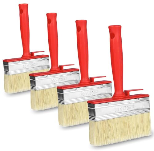 4 Stück Flächenstreicher, 120mmx30mm Lasurpinsel, Wandpinsel, Pinsel, Malerpinsel, Flächenstreicher, für LöSemittelhaltige Lacke, Lasuren, Holzöl