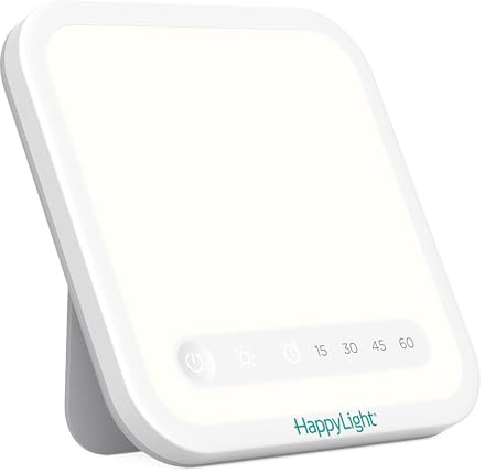 Verilux HappyLight Mini - Portable & Compact Light Therapy Lamp with 10,000 Lux, UV-Free, LED Light with Adjustable Brightness - Boost Mood, Enhance Sleep, & Focus - Small Sun Lamp for Winter Blues