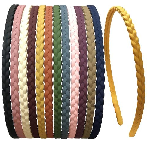 AstraGlam 12 Piezas Diademas Finas 7mm para Mujeres, Juego de Diademas de Colores con Dientes para Niñas y Niños, Banda Antideslizante de Plástico para Uso Diario y Escolar