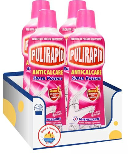 Pulirapid Anticalcare con Aceto Igienizzante 500 ml – Azione Anti-Calcare e Disinfettante – Kit 4/8/12 Pezzi (4)