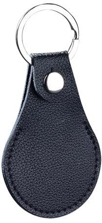 poraceous Nyckelfodral för Apple, äkta läderdörr med borstad metallstängning, skyddande tillbehör för förlorad och reptålig för nycklar, väska (svart)