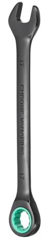 sourcing map Ratcheting Combination Wrench 17mm 12 Point w/ 72 Tooth | Metric,5°Swing,CR-V Electrophoresis Lengthen Double Box Open-Ended Ratchet Wrenches,Industrial Grade Spanner