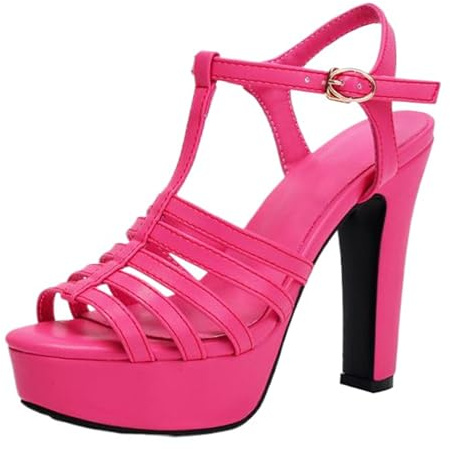 CuteFlats Sandali da donna Peep-Toe | comodo tacco con plateau per abiti da sera e appuntamenti, Colore: rosa., 40 EU