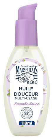 Le Tout Petit Marseillais Bébé – Huile de Douceur Amande Douce (118 mL) – Massage, bain, corps et cheveux – Respectueux des peaux sensibles dès la naissance