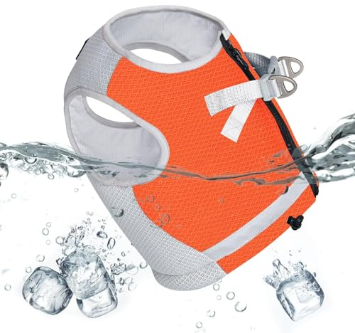 Arnés de refrigeración para perros, arnés de tela refrescante de 3 capas para perros, tiras reflectantes con hebilla ajustable, cómodos chalecos para cachorros, para montañismo, deportes, tren, verano