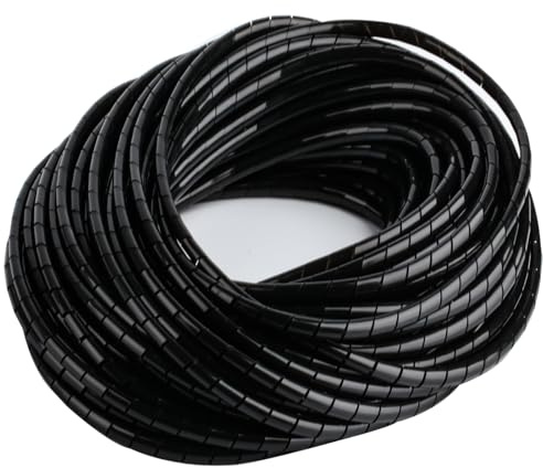 Paket med 2 spiralkabelslang, svart, universalkabel spiralslang, kabelskyddsslang, kabelhantering, kabelkanal för TV, dator, PC, kabelhantering, kabelorganisatör, 8 mm x 11 m/10 mm x 8 m