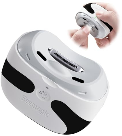 Cortauñas eléctrico para uñas de dedos con lima: 3 en 1 cortauñas eléctrico automático con luz LED, recargable, cortauñas eléctrico para adultos, personas mayores, niños, diseño de panda