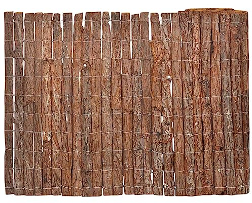 GeenYuu Recinzione di corteccia, 1000 x 70 cm, recinzione da giardino in corteccia con filo rivestito in PVC, elemento di recinzione flessibile per terreno, terrazza, giardino anteriore, privacy e