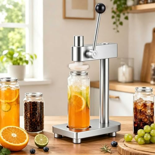 Sigillatrice manuale per lattine, regolabile, per lattine da 5,6 cm, ideale per sigillare bibite, birra, succhi di frutta e caffè, con 100 bottiglie in PET incluse
