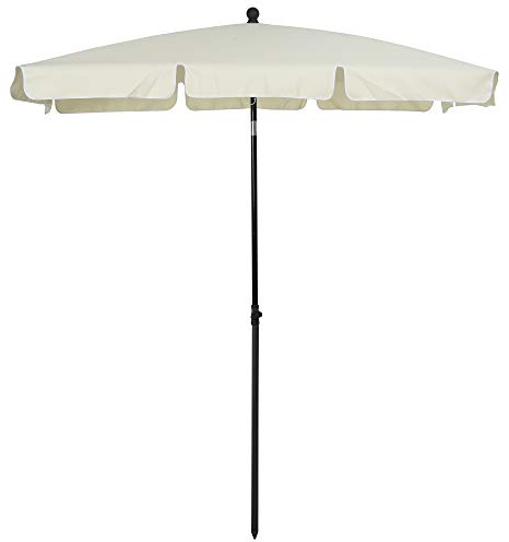 Outsunny Sombrilla de Jardín de Aluminio 198x130x245 cm Parasol de Jardín Rectangular con Función de Inclinación para Terraza Patio Exterior Beige