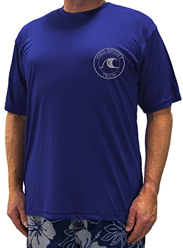 H2O Sport Tech Big & Tall Men's Short Sleeve Swim Shirt - Loose Fit - Blue -