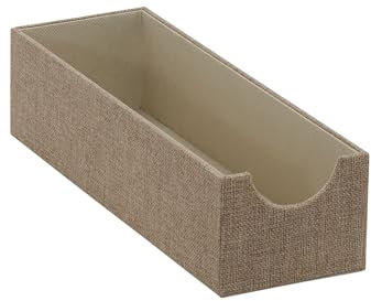 Household Essentials Narrow Accessory Organizer Tray, Slim Design, Sturdy with Soft Fabric Covering, Stylish and Functional, Brown, Polyester, 1 Count (Pack of 1)