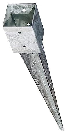 Gartenwelt Riegelsberger - Manicotto per pali con 4 viti per pali da pavimento, con attacco a terra, zincato, per pali 121 x 121 mm, lunghezza totale 900 mm