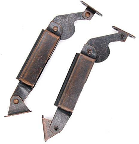 1 Pair of Self-Balancing Lid Support Hinges, Left & Right, Dark Bronze Tone Spring Hinge with Screws for Sofa, Box, Cabinet, Length 6