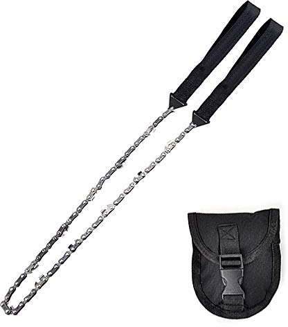 Sierra de cadena de supervivencia de 103 cm, plegable, manual, herramienta de camping para exteriores (negro)