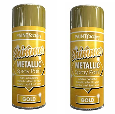 SDMAX 2 x Metallic Gold Spray Paint 200 ML Multipurpose Use Spray For Metal, Wooden Furniture, Interior And Exterior Decoration, Long-Lasting, Shimmering Finish