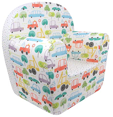 Babysanity Poltroncina Bimbi Certificata UNI EN17191:2021 Sfoderabile in Cotone Oeko-tex® Interno Certificato Certipur™ Poltrona per Bambini Leggera per Cameretta - Made in Italy - (Cars)