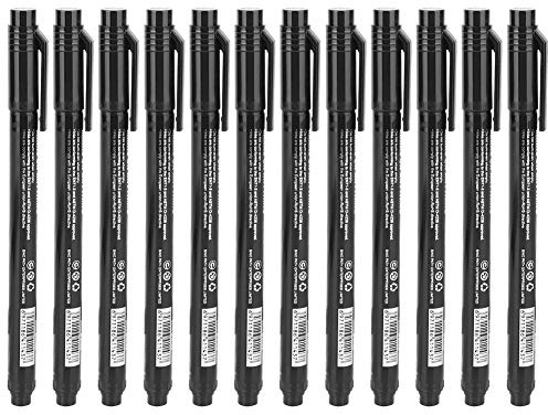 Fyearfly Fineliner Stifte Set, 12 Stück Schwarz Filzstiften Micron Liner Feine Spitze Markerstift Schwarz Wasserbasierte Tinte Wasserfest Zeichnen Skizzenstift