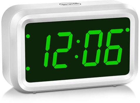 Timegyro digital väckarklocka, väckarklockor vid sängen liten digital väggklocka batteridriven med LED och LCD-skärm, snooze-bordsklocka för sovrum
