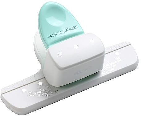HUIOP 9027 - Perforadora de hojas móviles, planificador diario ajustable, 3 agujeros perforadores para A8 mini, A7, A7, bolsillo, A6, A6, A6, A5, tamaño de 8 hojas
