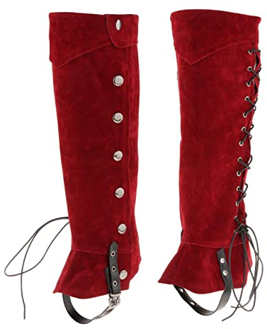 Perfeclan Tapas de Botas, Protectores de Zapatos, Juego de Roles, Caballero Steampunk, Cubiertas de Botas, Fundas Superiores de Botas para, Rojo