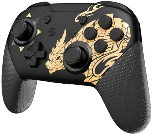 Switch Pro Controller, Wireless Bluetooth Controller Compatible with Switch/Switch Lite/Switch OLED, Switch Remote Gamepad with Joystick, Double Vibration, Wake-up and Motion Control(Dark Gold)