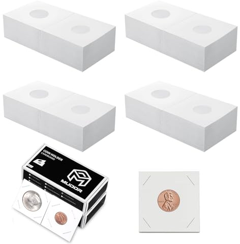 MUDOR Upgraded Premium Coin Flips for Cents, 200 Pack Cardboard Coin Holder, Mylar Coin Flips 2x2, Paper Coin Holders