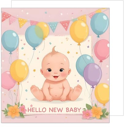 Edition Seidel Tarjeta de felicitación cuadrada premium para nacimiento con sobre. Tarjeta de felicitación para bebé, tarjeta de felicitación, tarjeta de felicitación para bebé, hijo, niño, niña,