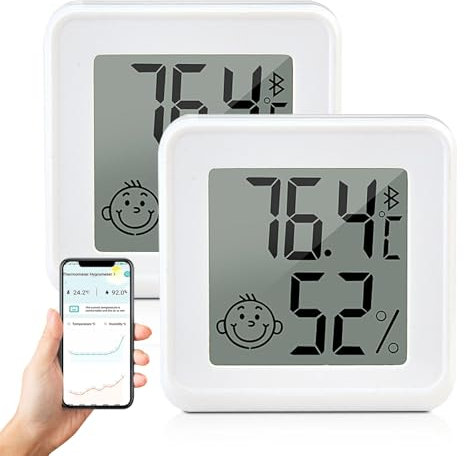 SPORWAY Lot de 2 thermomètres hygromètres d'intérieur : température et humidité, thermomètre-humidité, thermomètre numérique LCD intérieur, mini humidité mètre