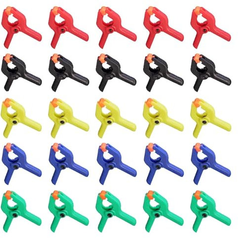 Rcbzzp 25 Pièces Pinces Clips Nylon, Pince a Ressort Plastique, Pinces à Ressort, Pince de Serrage, pour Travaux du Bois, photographie, arrière-plan, jardin, artisanat(5 Couleurs)