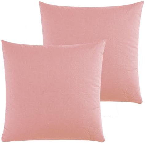 Class Home Collection Kissenbezug 80x80 Baumwolle - 2er Set Weiche Kissenhüllen für Sofa & Bett - Kopfkissenbezug mit Reißverschluss - Altrosa
