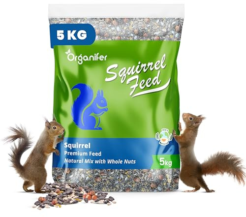 Mangime Per Scoiattoli - Mix Con Noci Intere (5 Kg) - Mangime Per Scoiattoli, Ricco Di Proteine, Grassi E Fibre - Adatto Per Mangiatoie Per Uccelli - Senza Pesticidi - Ogni Stagione - Organifer