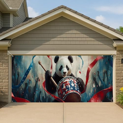 Grande housse de porte de garage pour fête d'été en plein air, toile de fond, animal tambourin, 397 x 180 cm