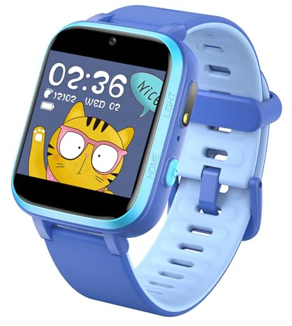 Cuifati Kids Smart Watch for Girls Boys, Dual Camera Kids Fitness Tracker Orologio Contaffiato con Touchscreen da 1,4 Pollici, Giochi, Torcia Musicale per Il Contapaffio (Blue)