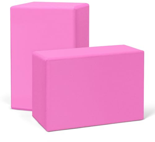 Yoga Blocks 2 Pack 3x6x9IN Foam Block Supportive Latex-Free, Non-Slip Exercise Blocks for Pilates, Meditation, Balance, Stretching and Deep Poses(Magenta)