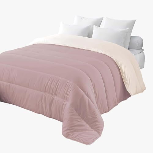 Corredocasa Trapunta 4 Stagioni Made in Italy Piumone Autunnale Invernale Imbottitura 340gr/mq Coperta in Morbida Microfibra di Poliestere Casa (Cipria/Beige, Una piazza e mezzo 220x260)