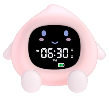 YISSVIC Sveglia Bambini Educativa con 2 Allarmi, Luminosità Regolabile, Formato 12/24h, Snooze e Luce Notturna 7 Colori (30s Auto-spegnimento). Include 10 Melodie e Rumore Bianco