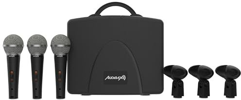 Audibax Tokyo XM1800 Pack Maleta con 3 Micrófonos Dinámicos + Maleta + Pinzas