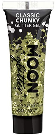 Classic Chunky Face & Body Glitter Gel by Moon Glitter - Gold - Cosmetic Festival Glitter Face Paint for Face, Body, Hair, Nails - 12ml