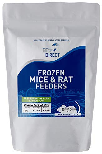 MiceDirect EST. 2003 30 Frozen Mice Combo Pack of 15 Small Fuzzies and 15 Fuzzies Feeders Snake Food for Corn Snakes Ball Pythons Lizards (.5-1.5 in)(105 Grams Min)